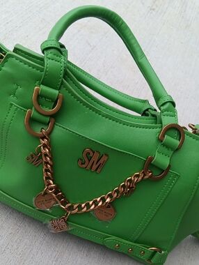 Steve Madden Green SM Chain-Accent Top-Handle Bag